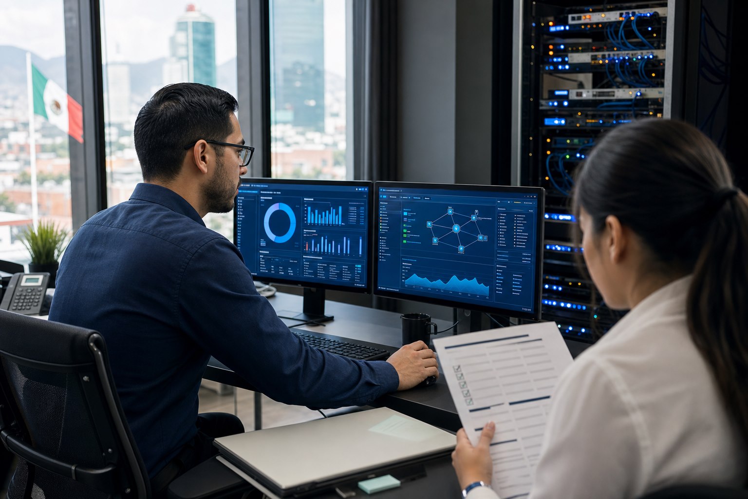 Especialista revisa configuraciones y controles para prevenir errores de seguridad informática empresarial