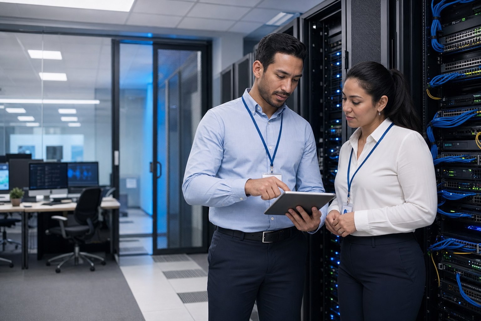 Especialistas revisan la capacidad de servidores para optimizar la infraestructura IT de una empresa
