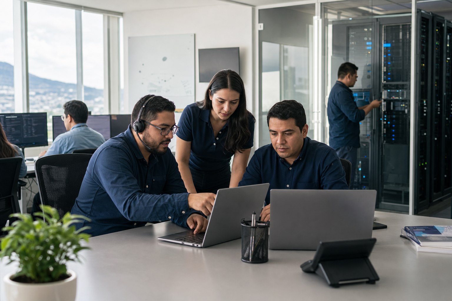 Equipo de soporte TI coordina incidencias, mantenimiento y monitoreo para una empresa